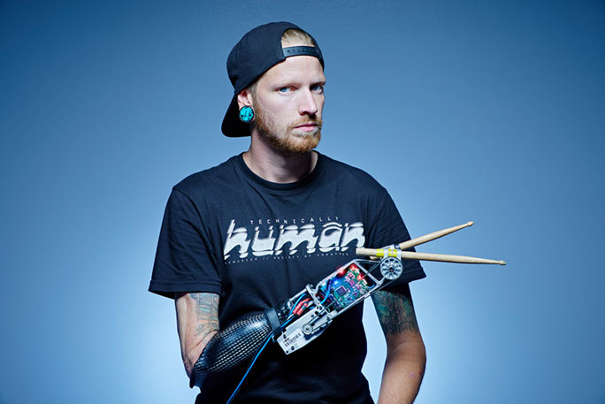 The most drumbeats in one minute using a drumstick prosthetic is 2,400, achieved by Jason Barnes using a prosthetic arm created by Gil Weinberg (both USA) in Georgia Institute of Technology, Atlanta, Georgia, USA, on 25 July 2018. Jason Barnes, an amputee drummer, wore an electromyographic band that senses muscle activity from his forearm. The prosthetic arm is triggered by the muscle sensor to start drumming.